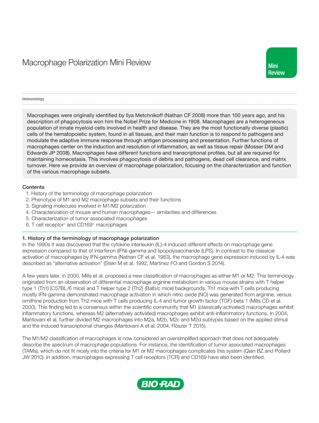 Macrophage Polarization Mini Review Mini Review