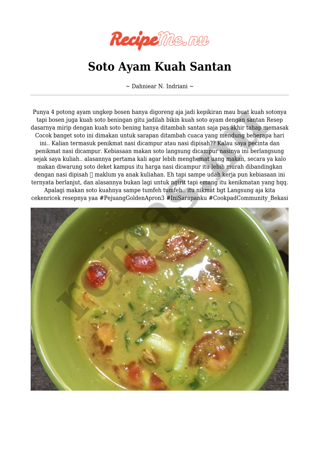 Soto Ayam Kuah Santan