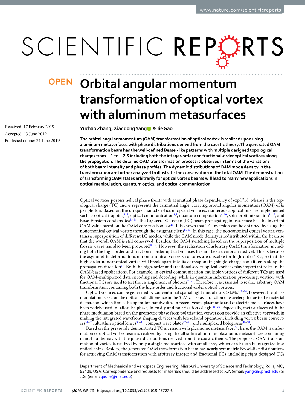 Orbital Angular Momentum Transformation of Optical Vortex with Aluminum Metasurfaces