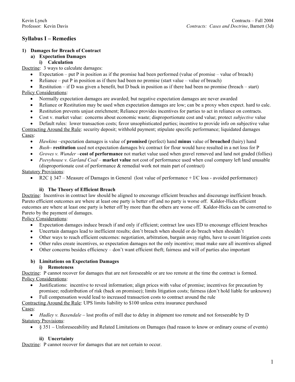 Kevin Lynch Contracts Fall 2004