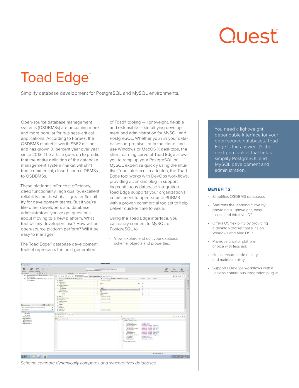 Toad Edge™ Simplify Database Development for Postgresql and Mysql Environments