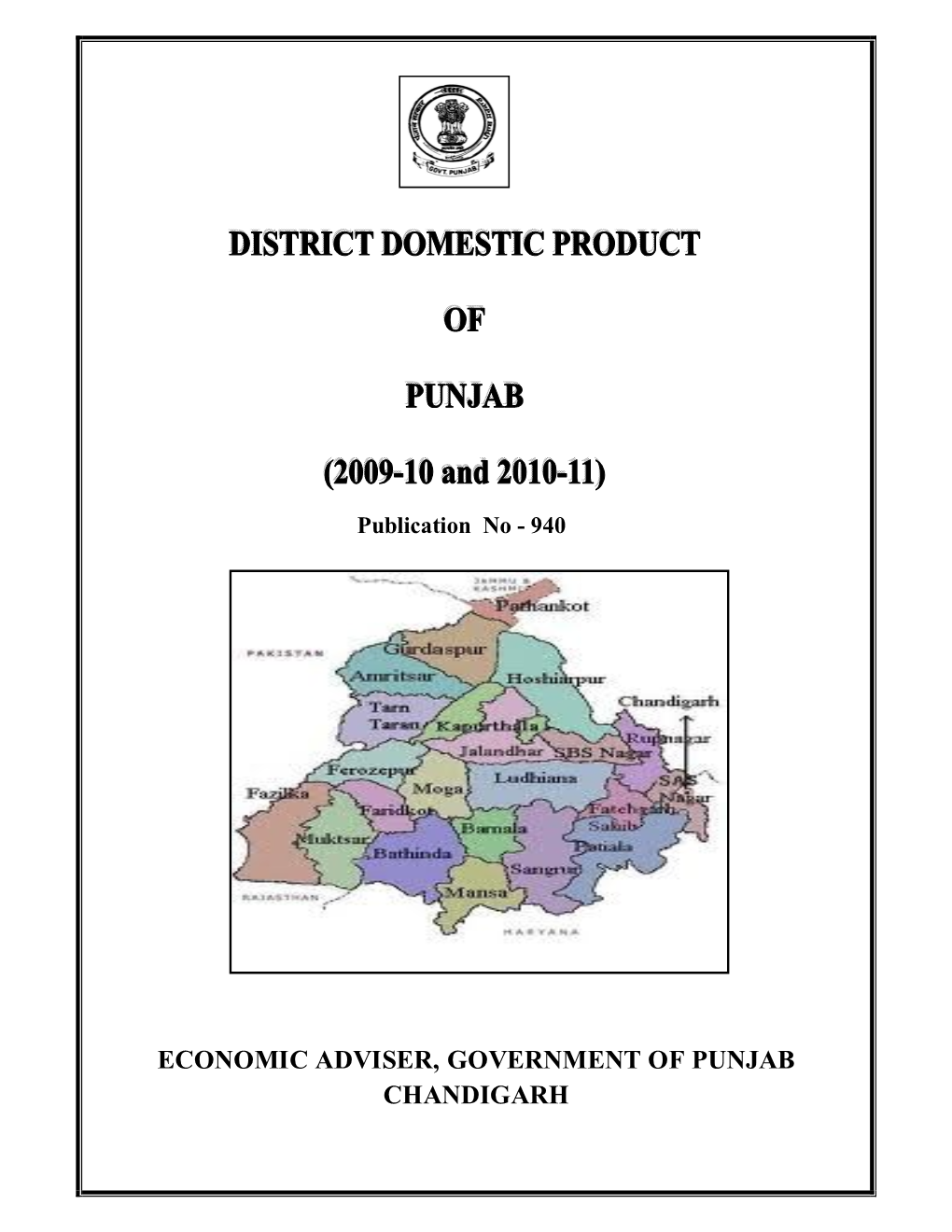 4. District Domestic Product of Punjab