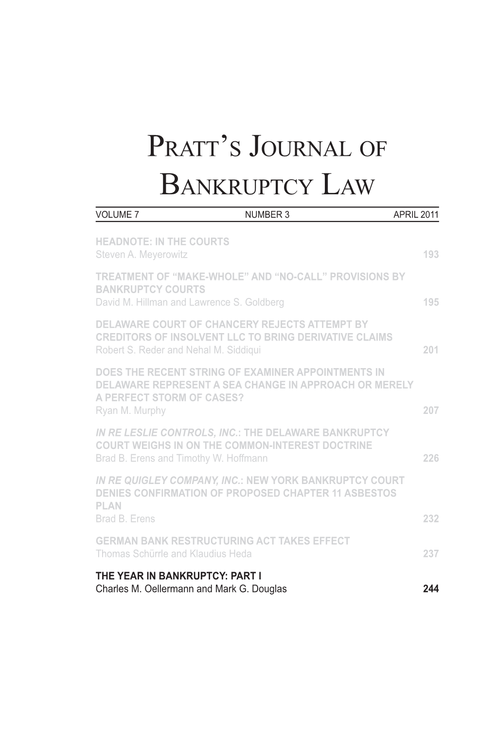 Pratt's Journal of Bankruptcy