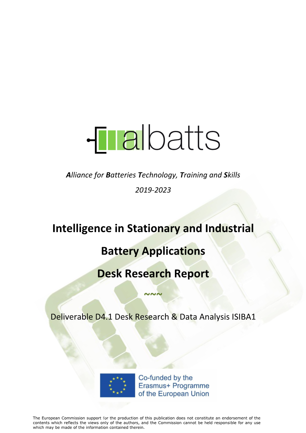 Intelligence in Stationary and Industrial Battery Applications Desk Research Report ~~~