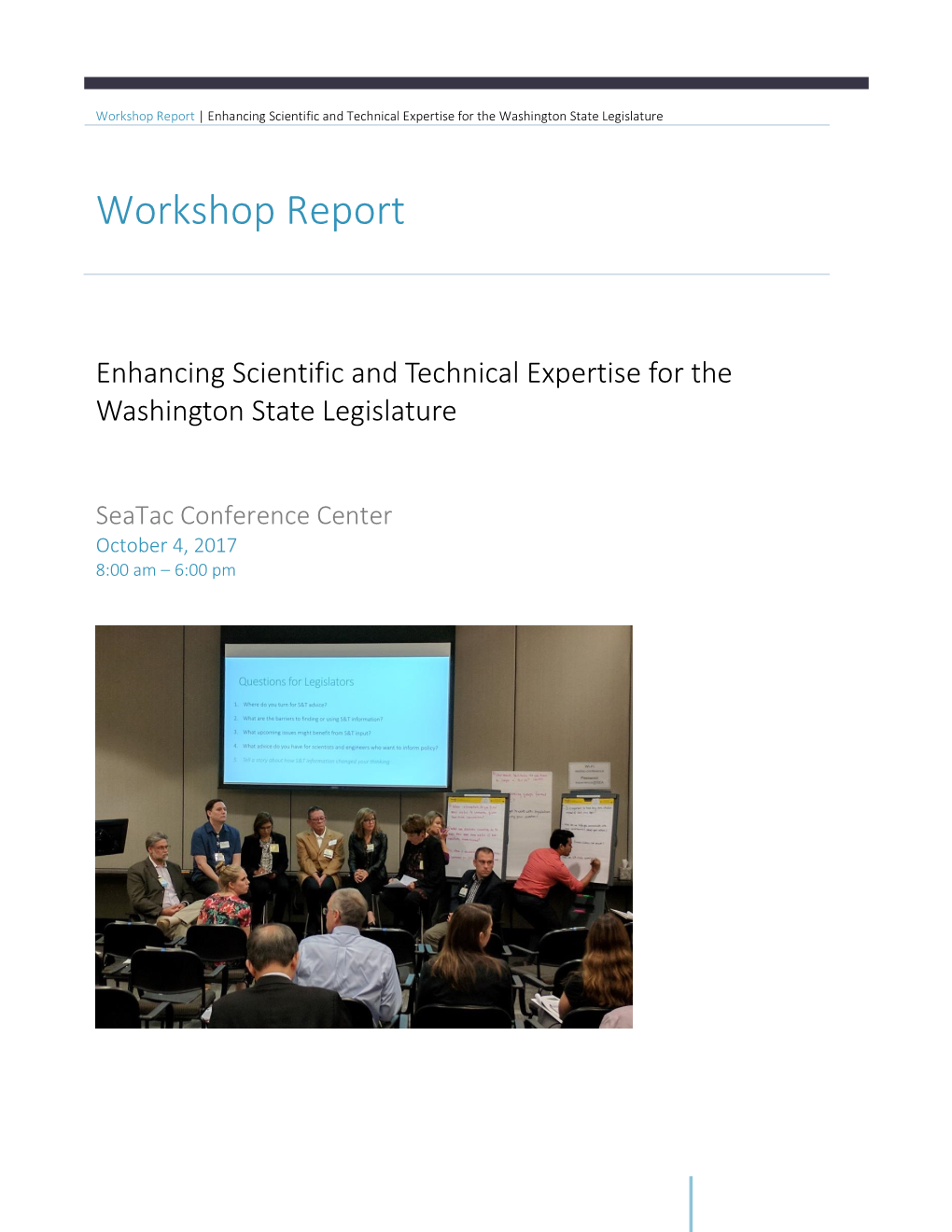 Enhancing Scientific and Technical Expertise for the Washington State Legislature