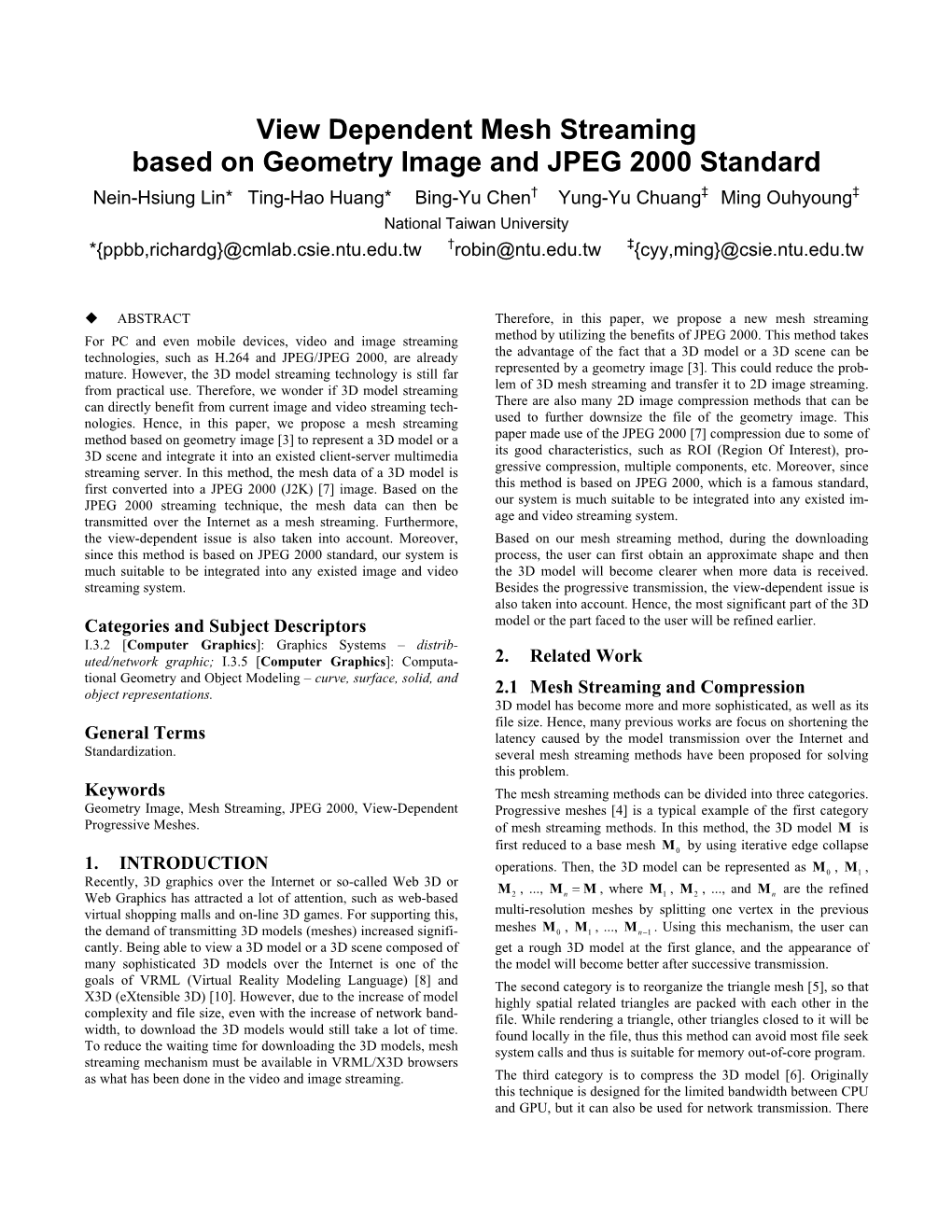 View Dependent Mesh Streaming Based on Geometry Image And