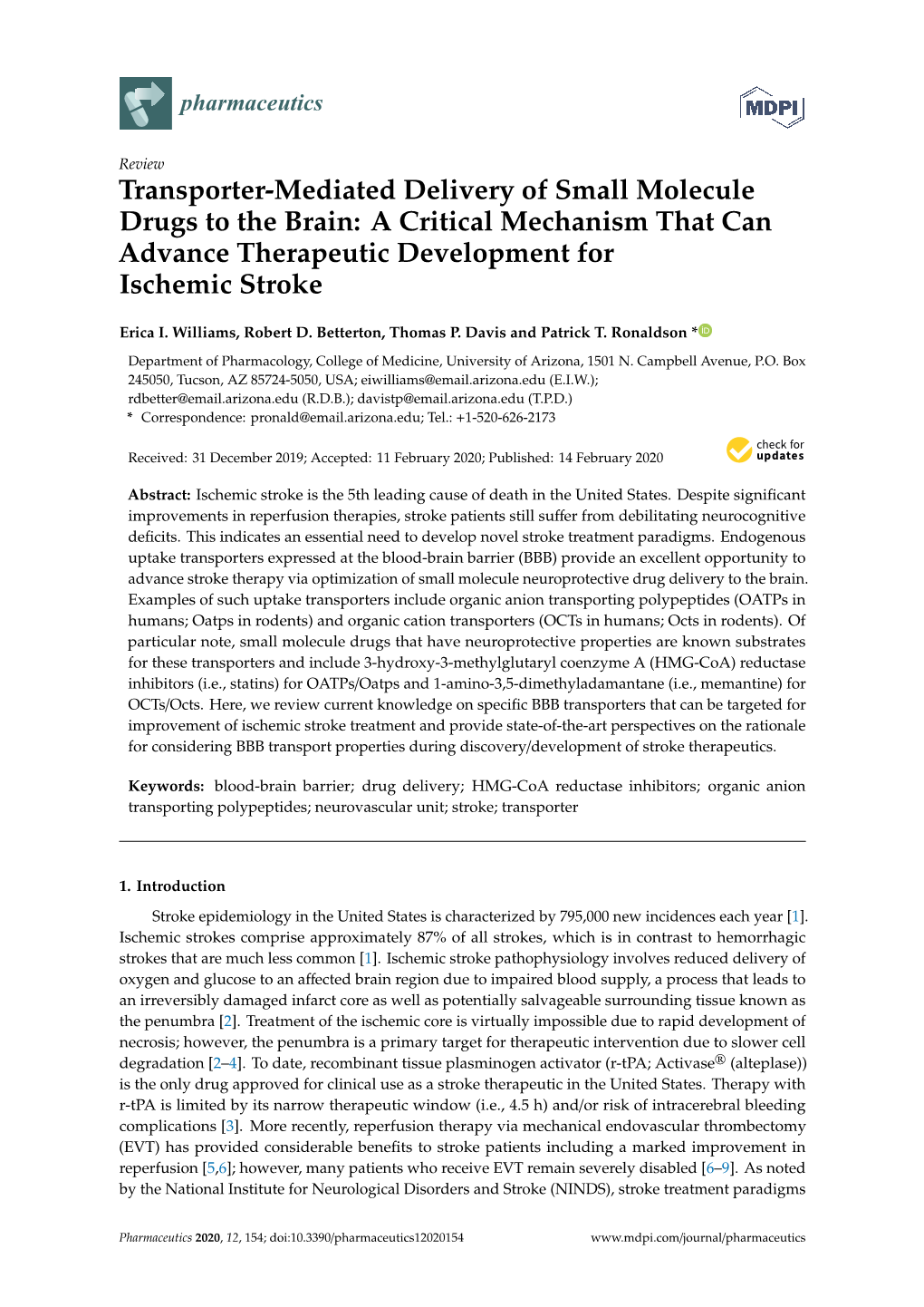 Transporter-Mediated Delivery of Small Molecule Drugs to the Brain: a Critical Mechanism That Can Advance Therapeutic Development for Ischemic Stroke