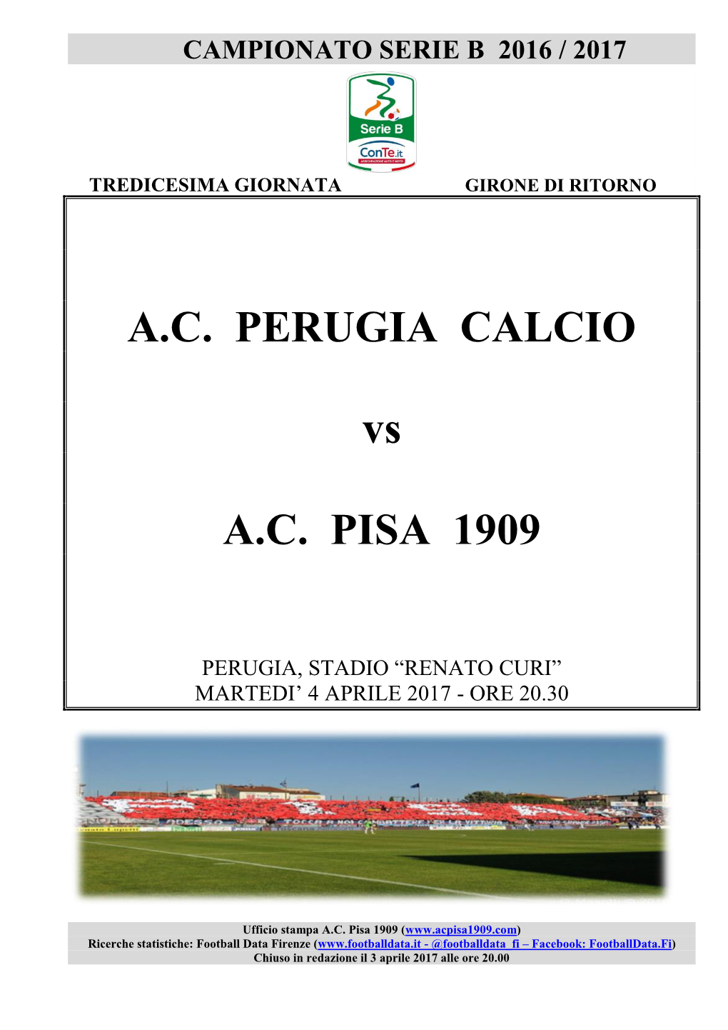 A.C. PERUGIA CALCIO Vs A.C. PISA 1909