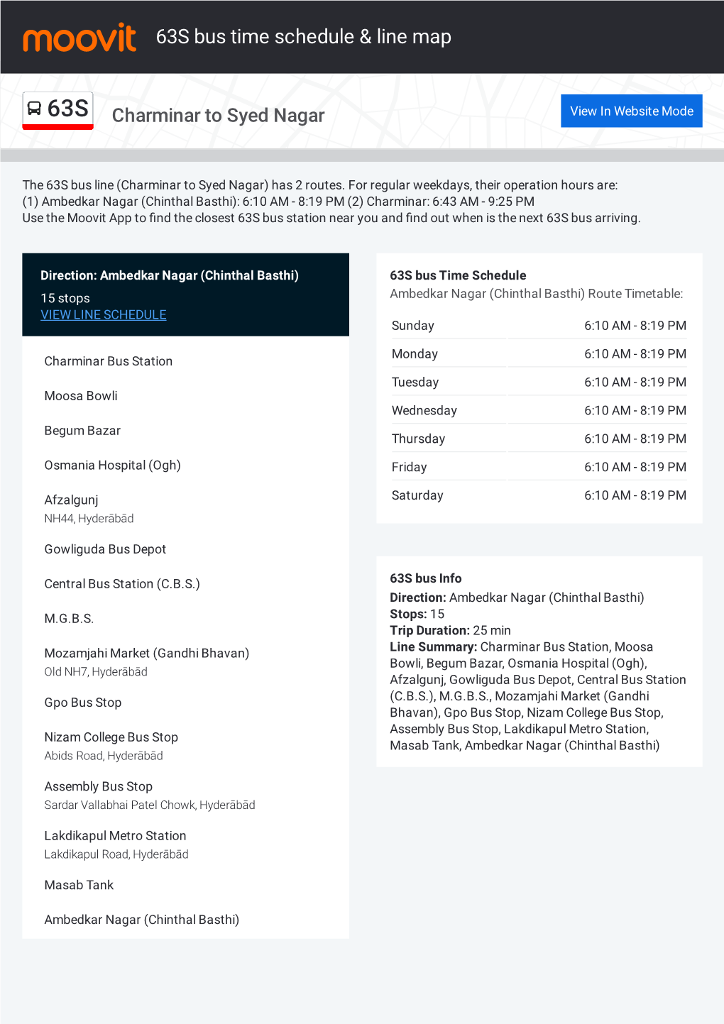 63S Bus Time Schedule & Line Route