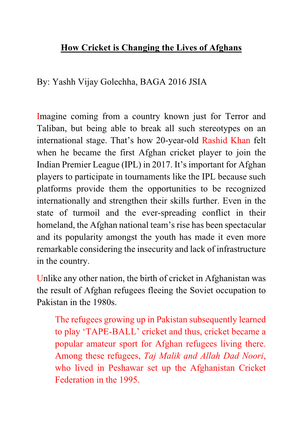How Cricket Is Changing the Lives of Afghans By