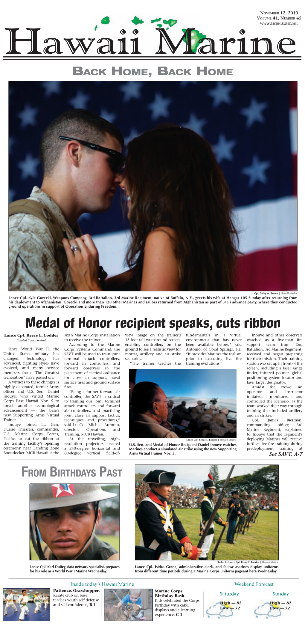 Medal of Honor Recipient Speaks, Cuts Ribbon Lance Cpl