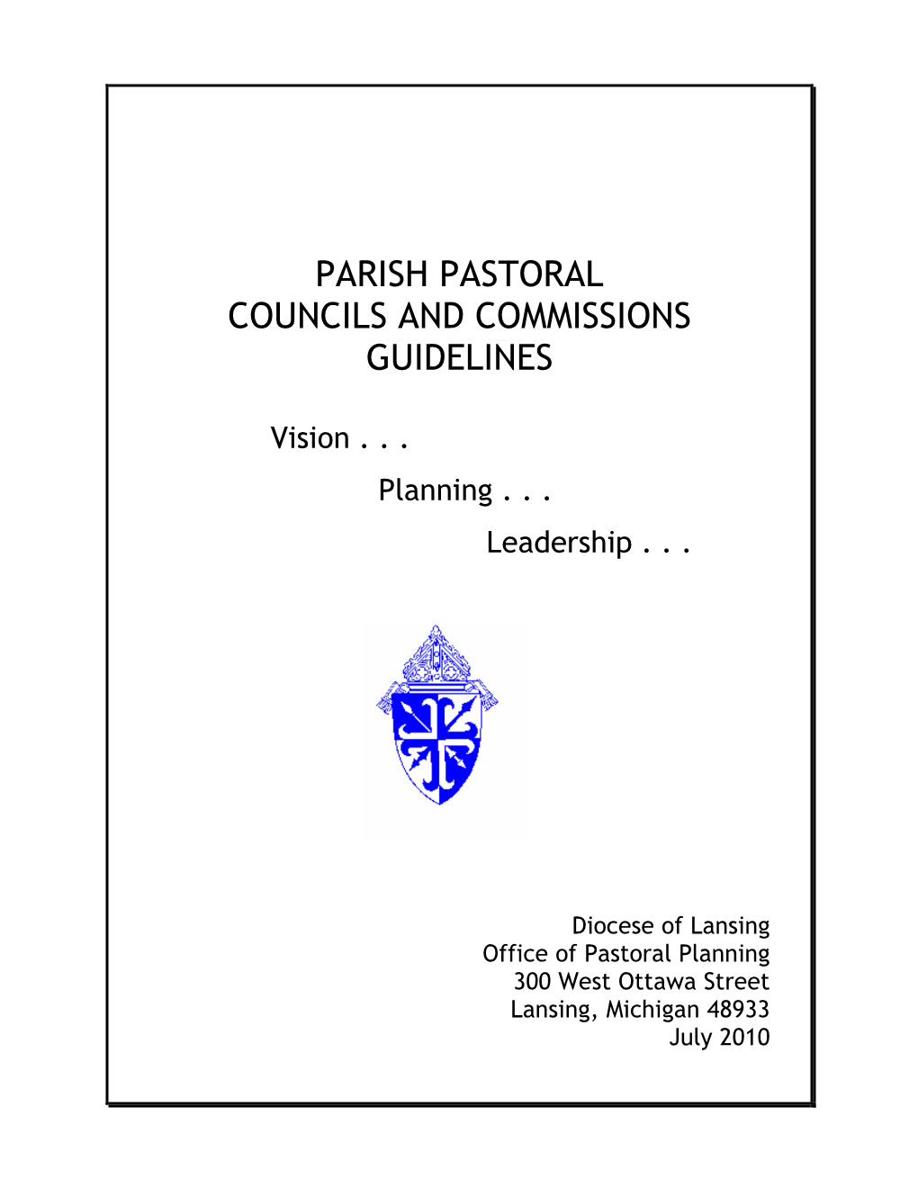 Parish Pastoral Councils and Commissions Guidelines