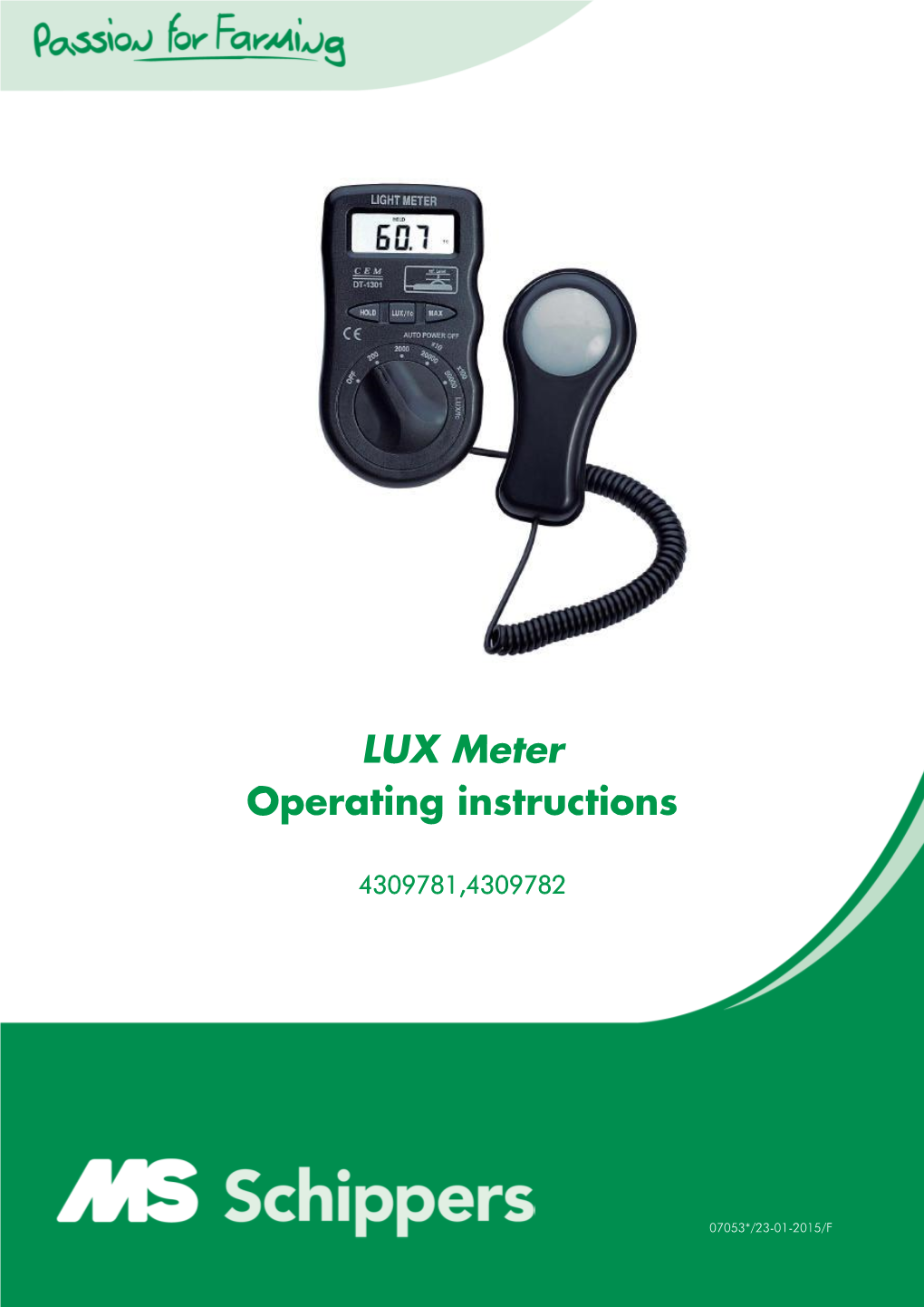 LUX Meter Operating Instructions