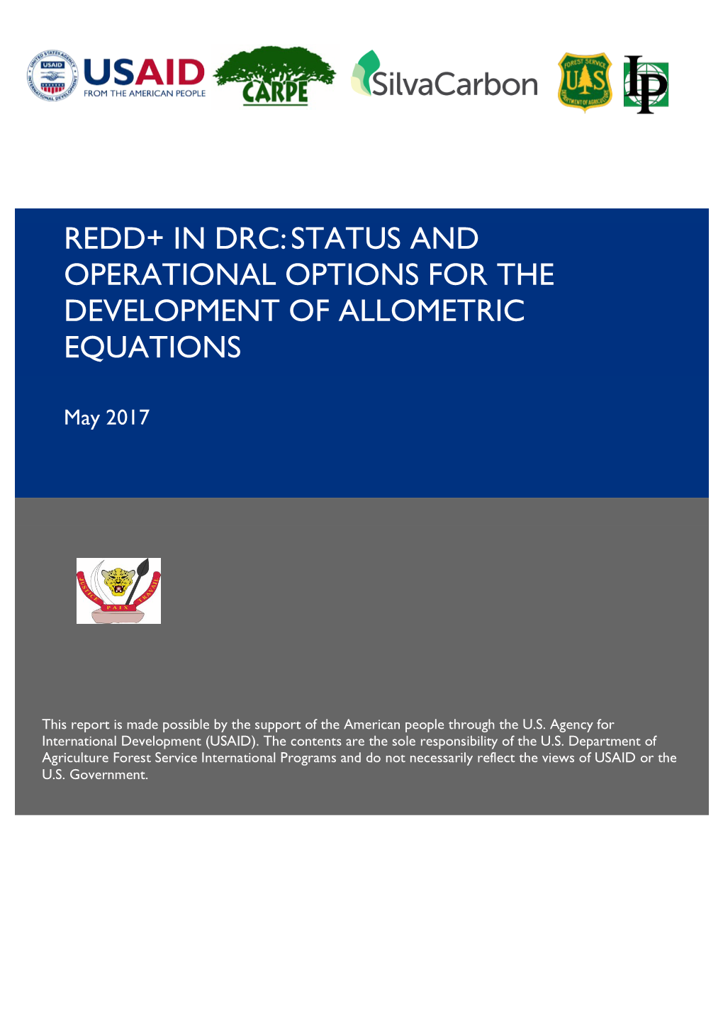 Redd+ in Drc:Status and Operational Options For