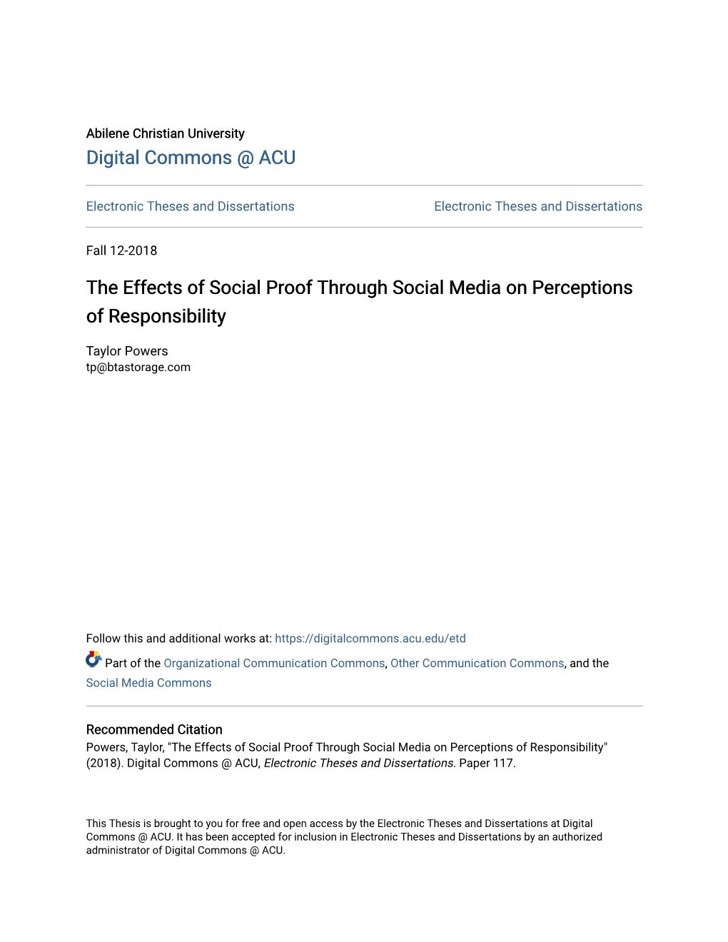 The Effects of Social Proof Through Social Media on Perceptions of Responsibility