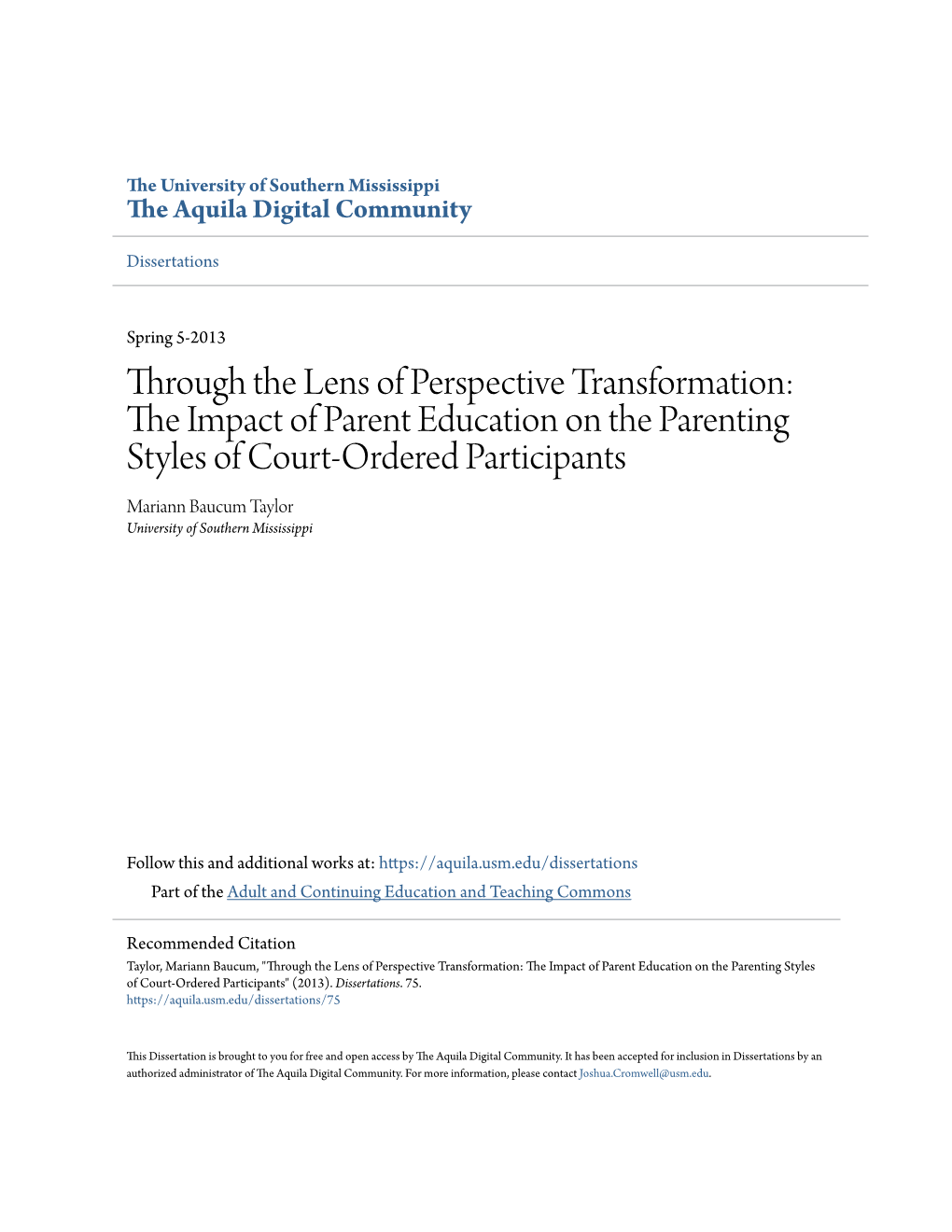 The Impact of Parent Education on the Parenting Styles of Court-Ordered Participants