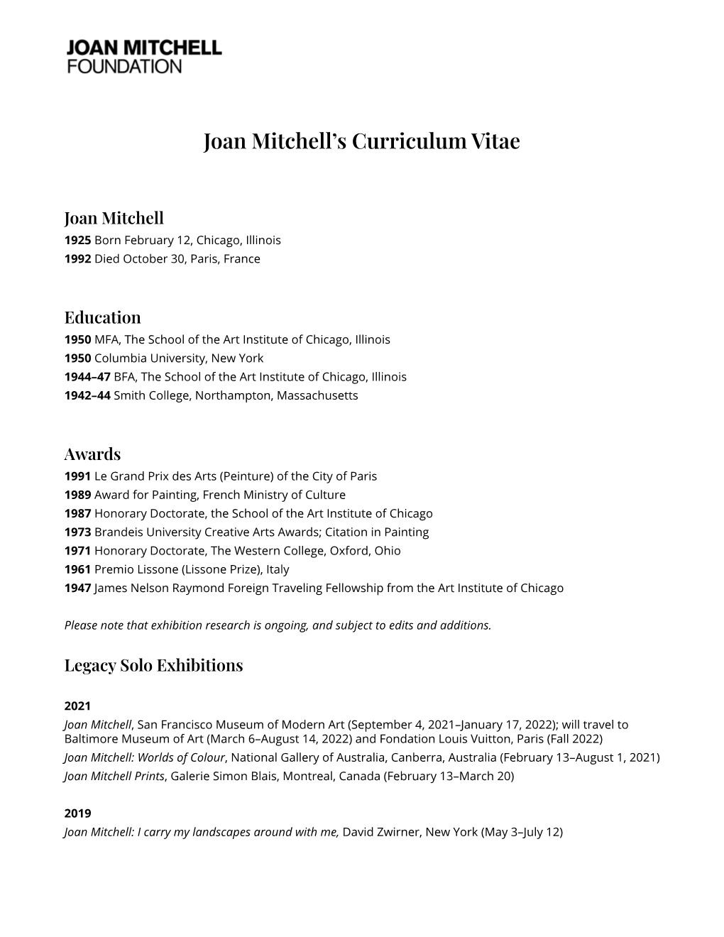 Joan-Mitchell-CV-Working Doc for Website