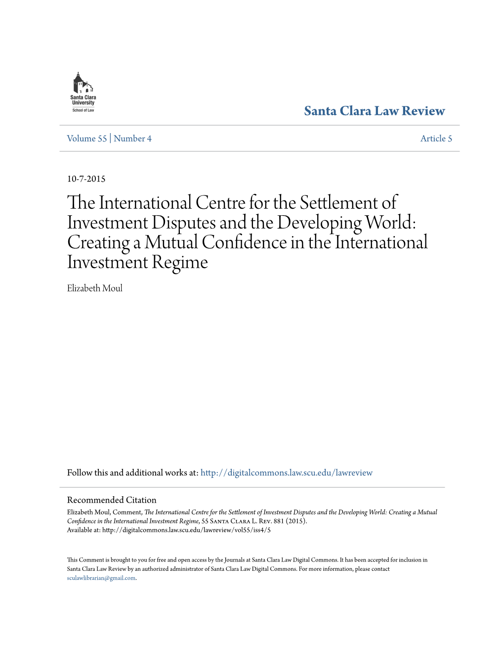 The International Centre for the Settlement of Investment Disputes