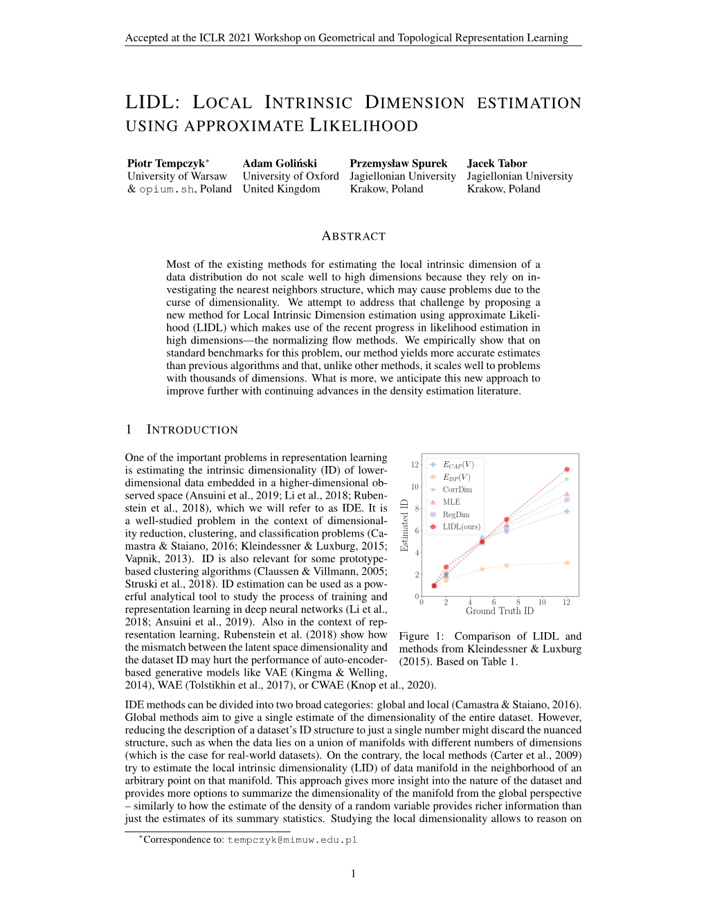 LIDL: Local Intrinsic Dimension Estimation Using Approximate Likelihood