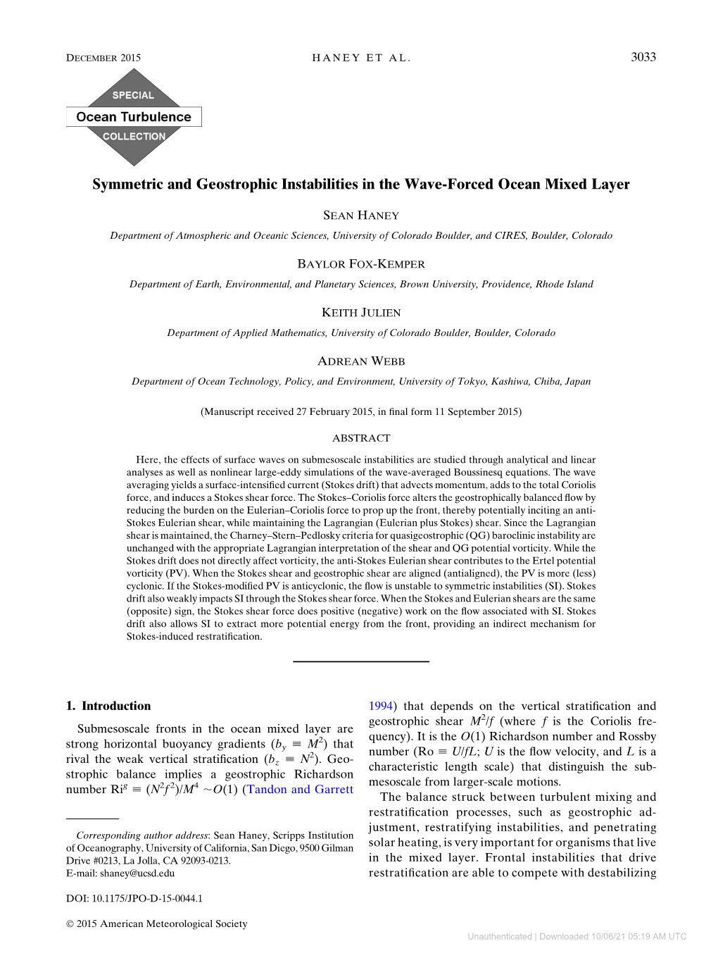 Symmetric and Geostrophic Instabilities in the Wave-Forced Ocean Mixed Layer