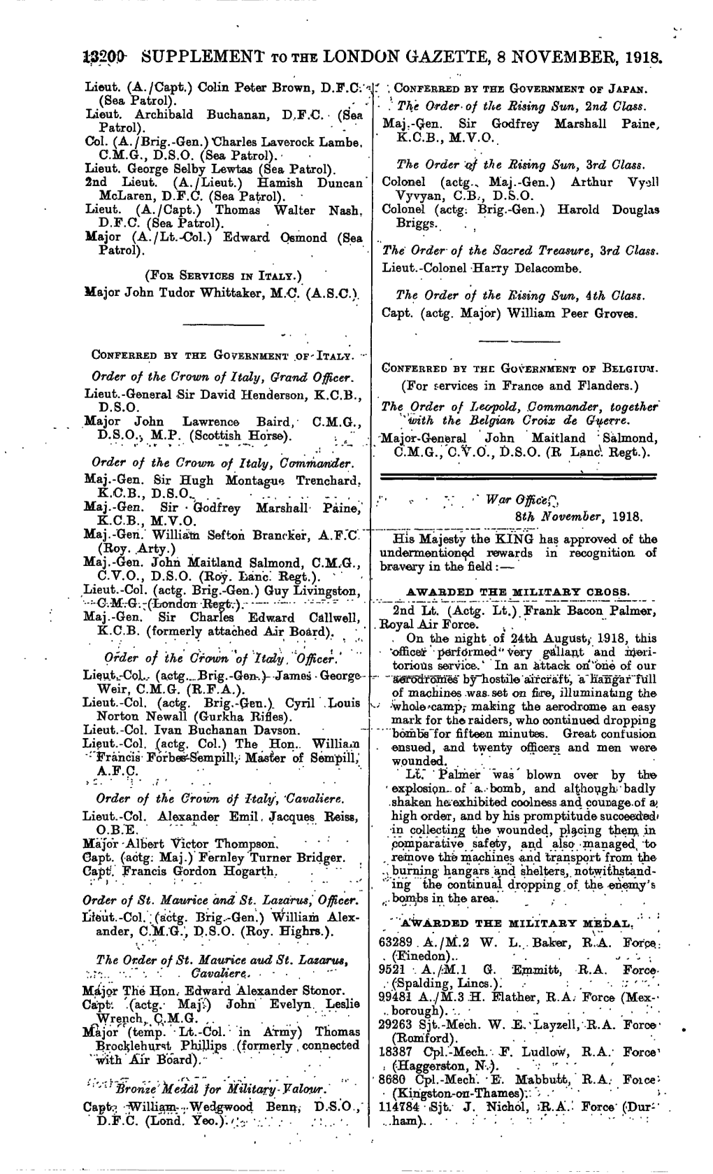 P.B.E. ' ; ' •In Collecting the Wounded, Placing Then?, in Major -Albert Victor Thompson