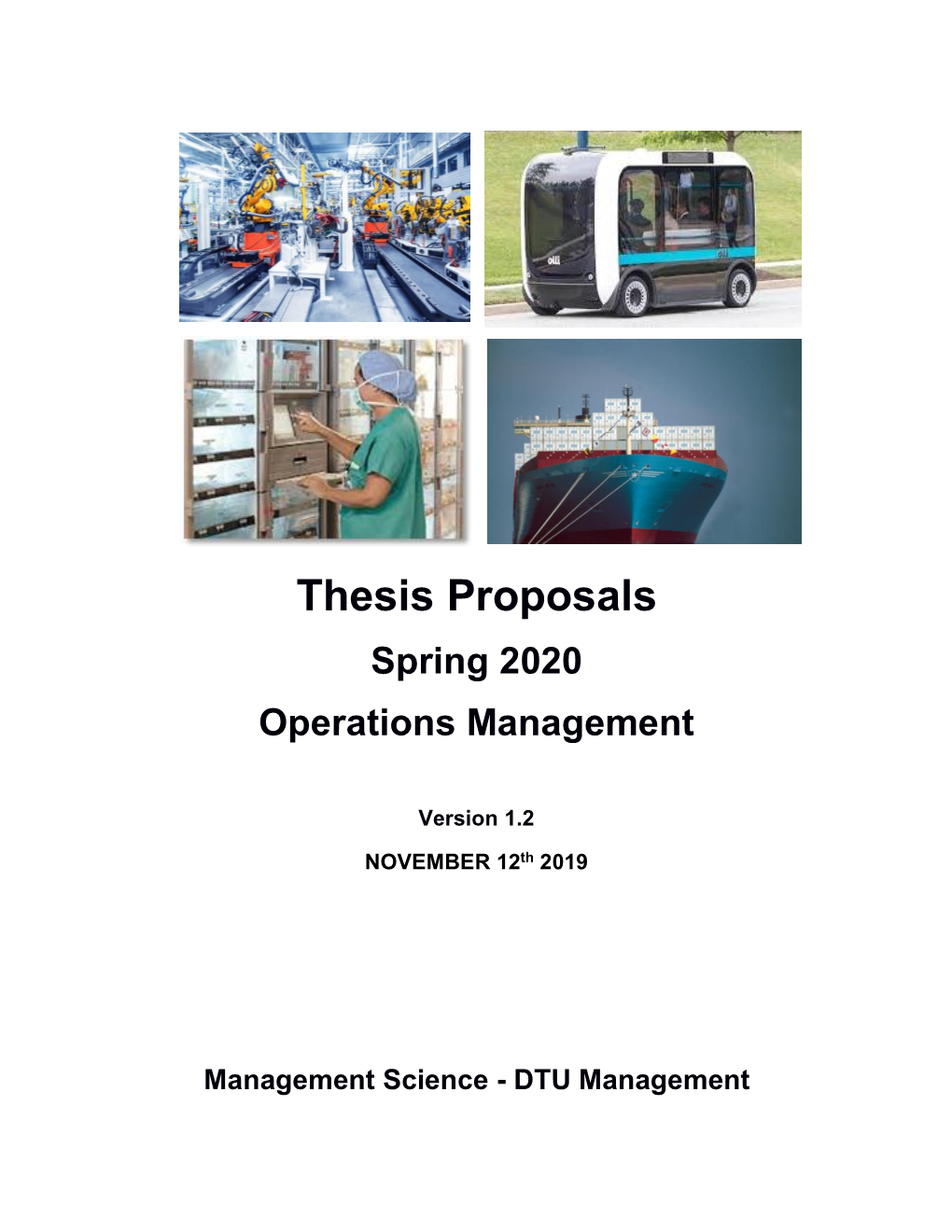 Thesis Proposals Spring 2020 Operations Management