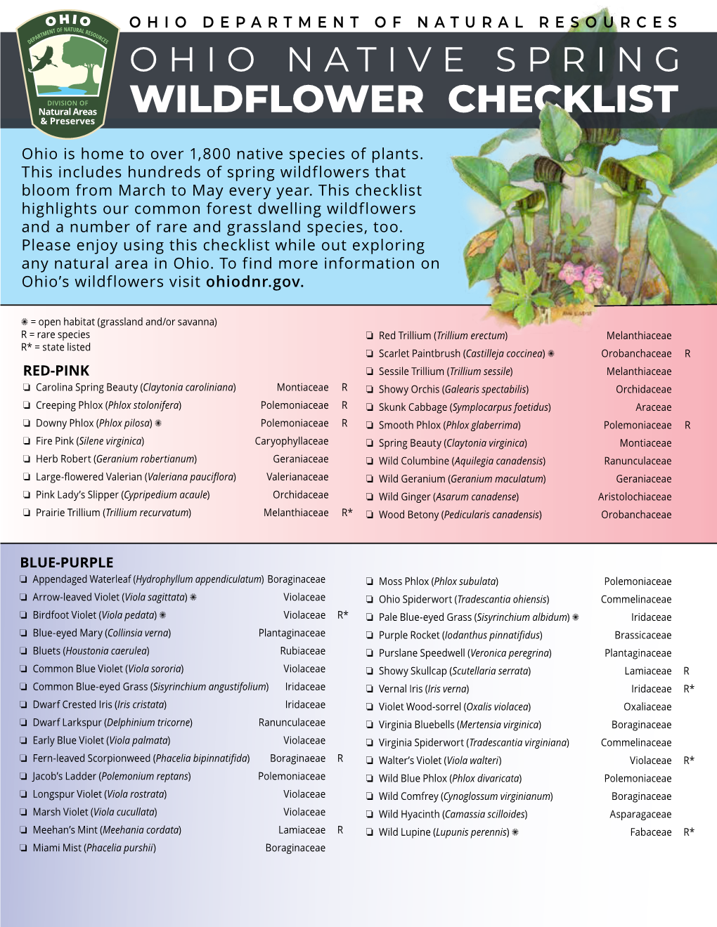 Wildflower Checklist