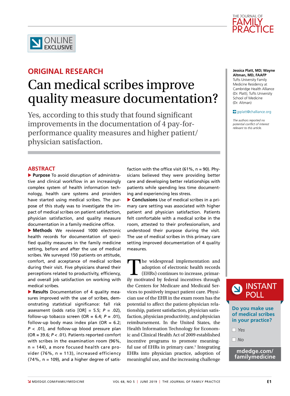 Can Medical Scribes Improve Quality Measure Documentation?