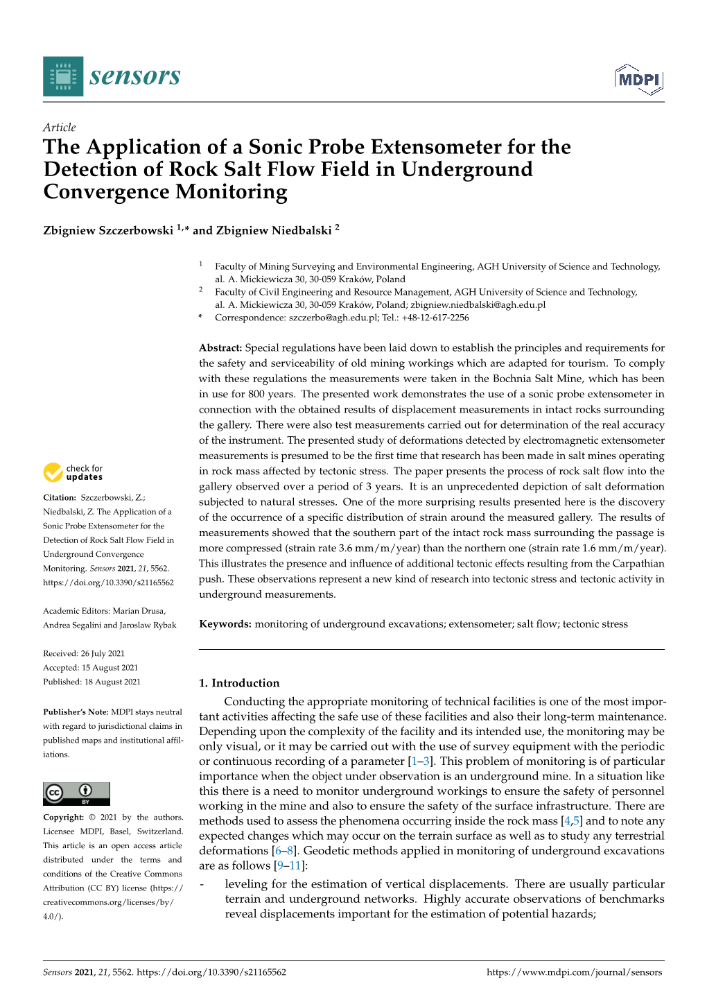 The Application of a Sonic Probe Extensometer for the Detection of Rock Salt Flow Field in Underground Convergence Monitoring