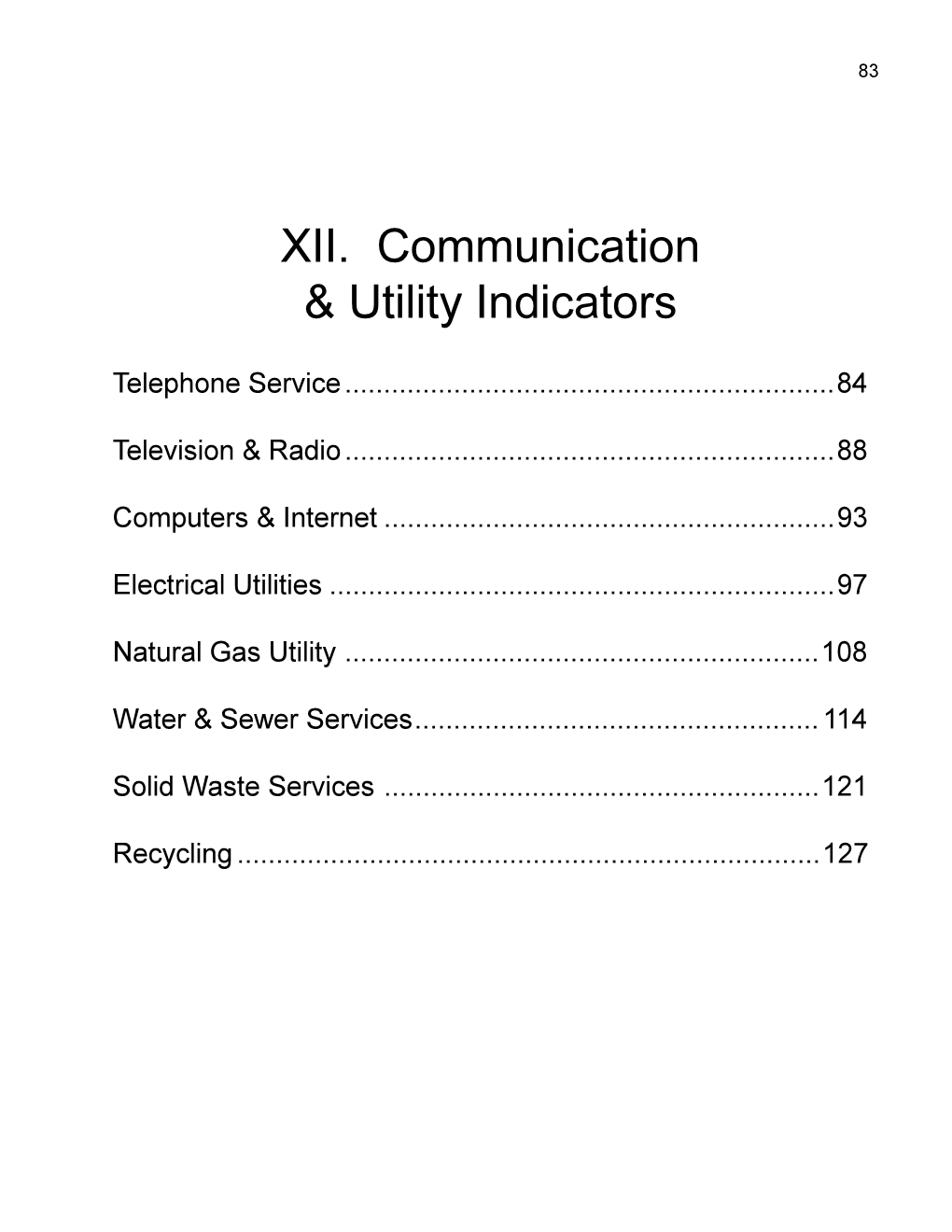XII. Communication & Utility Indicators