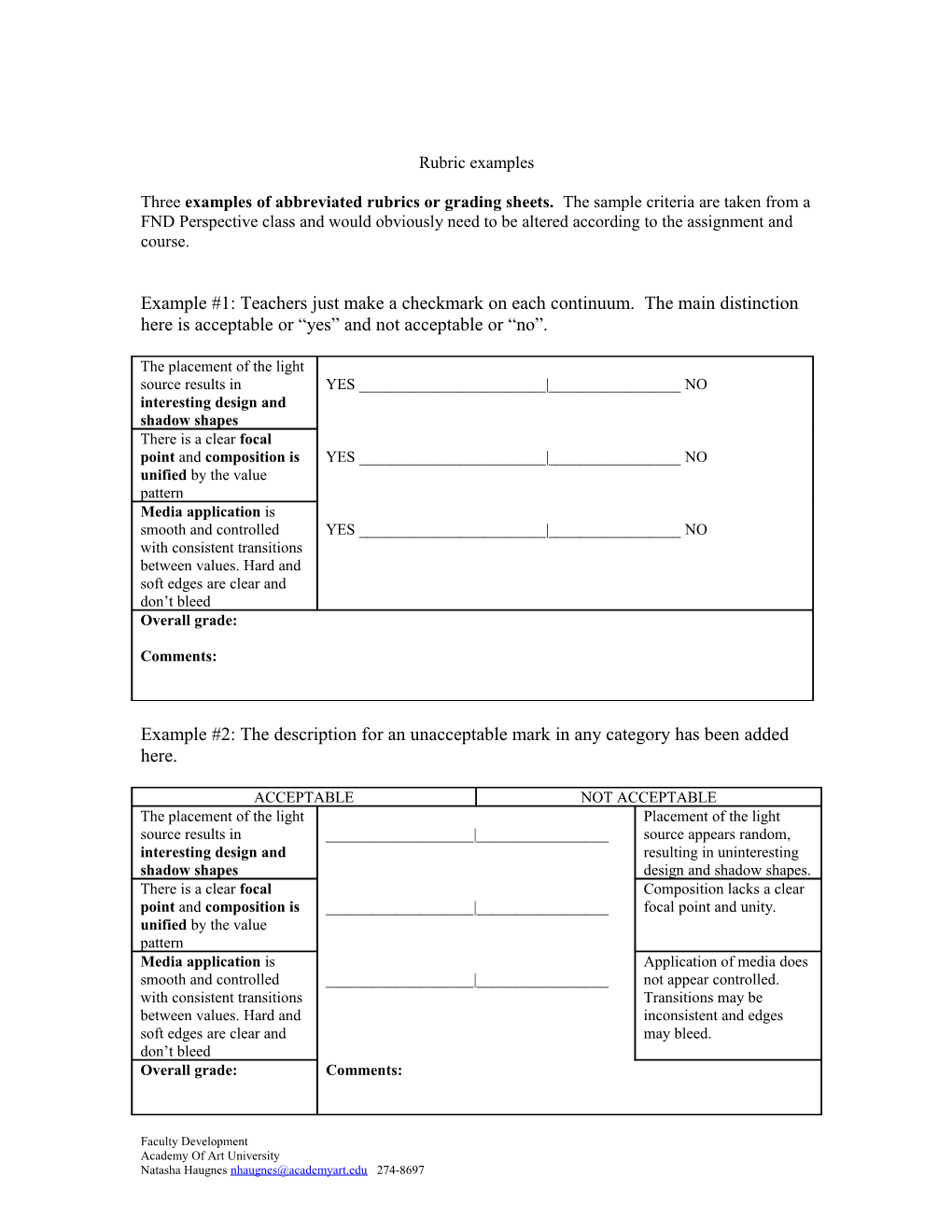 Rubric Examples