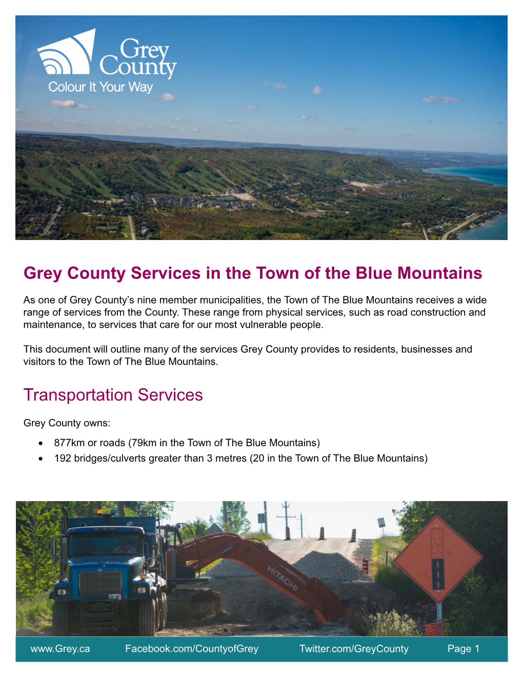 Grey County Services in the Town of the Blue Mountains Transportation