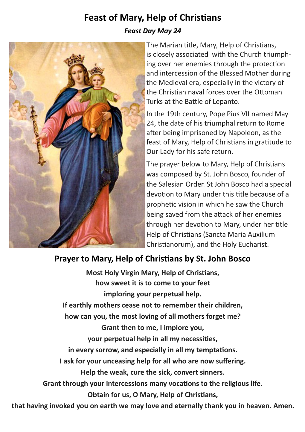 Feast of Mary, Help of Christians