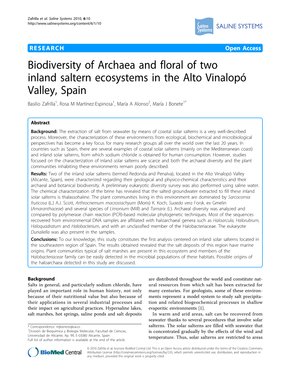 Biodiversity of Archaea and Floral of Two Inland Saltern Ecosystems In