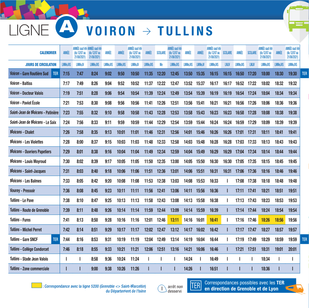 Ligne a : Tullins&lt;&gt;Vourey&lt;&gt;Moirans&lt;&gt;