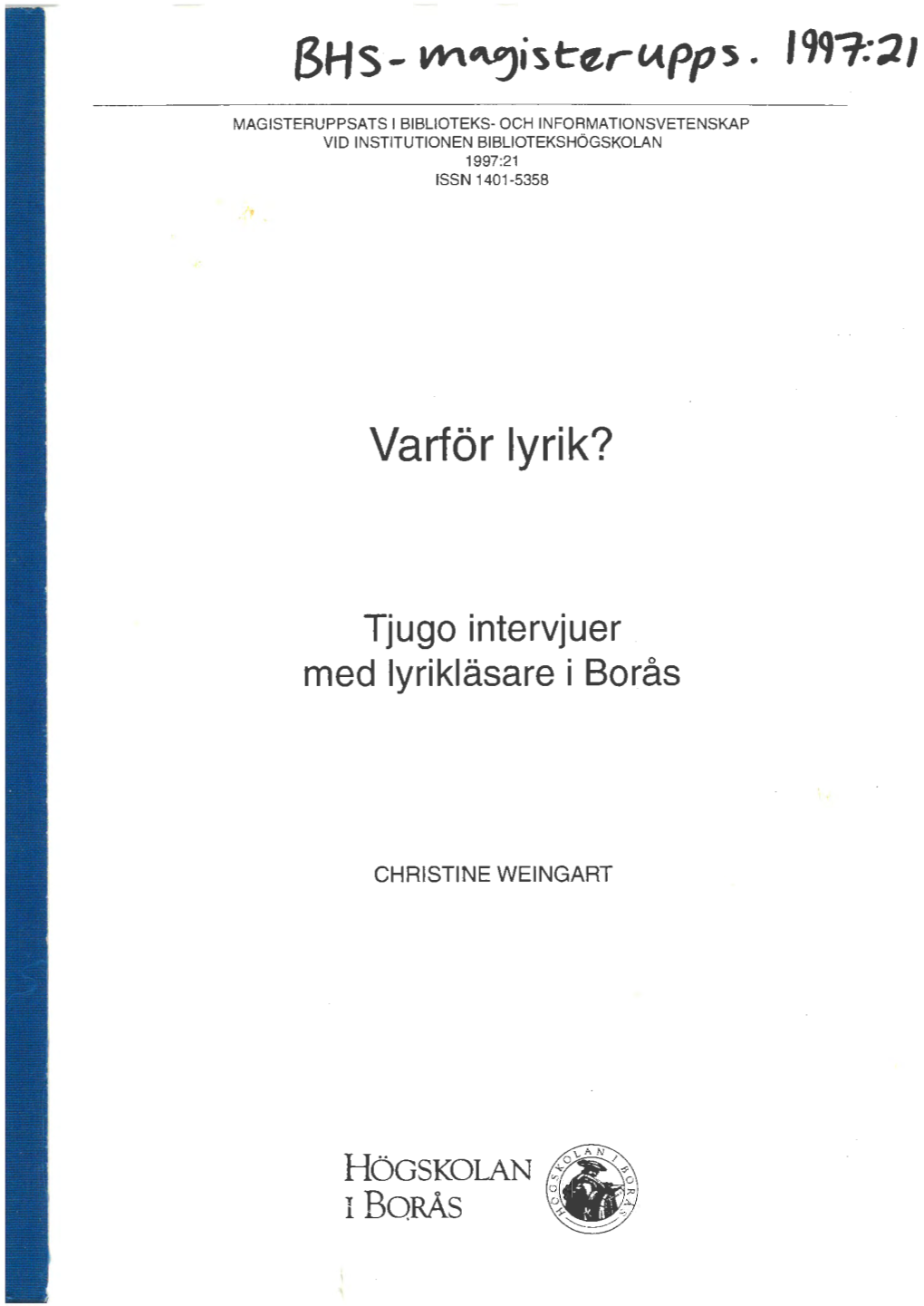 Varfor Lyrik?