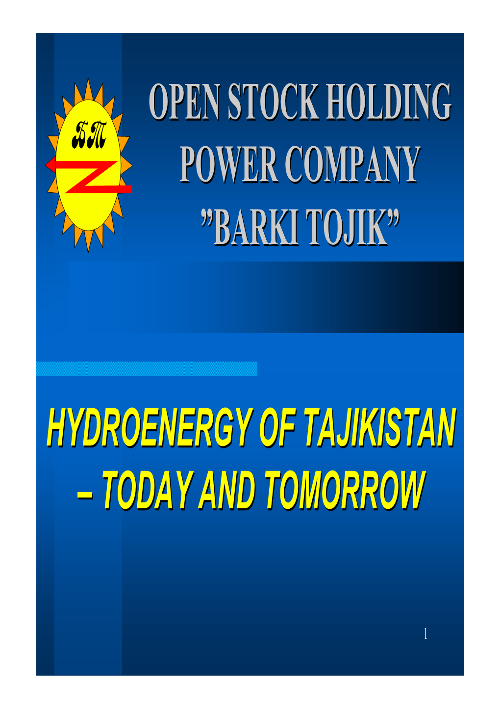 Hydroenergy of Tajikistan