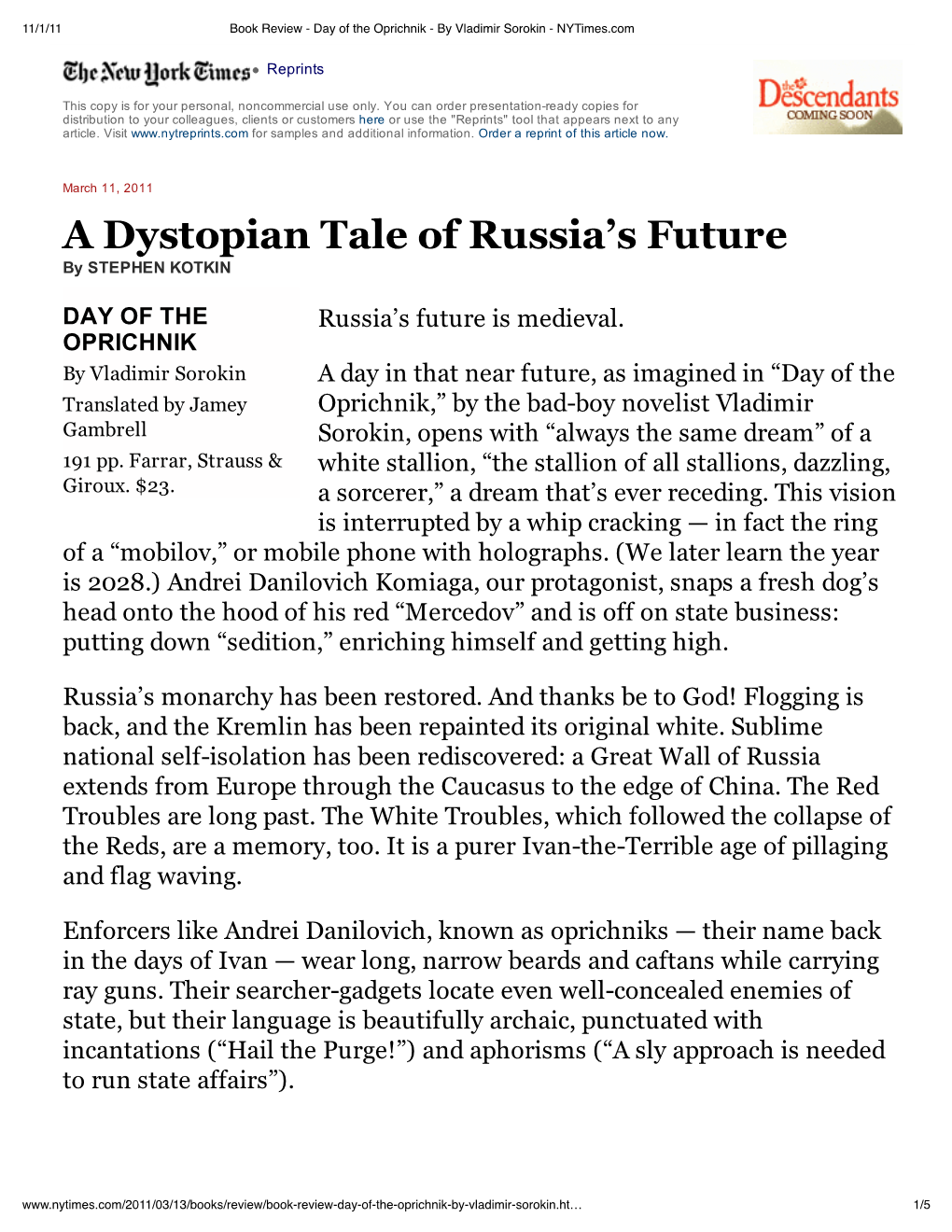 A Dystopian Tale of Russia's Future