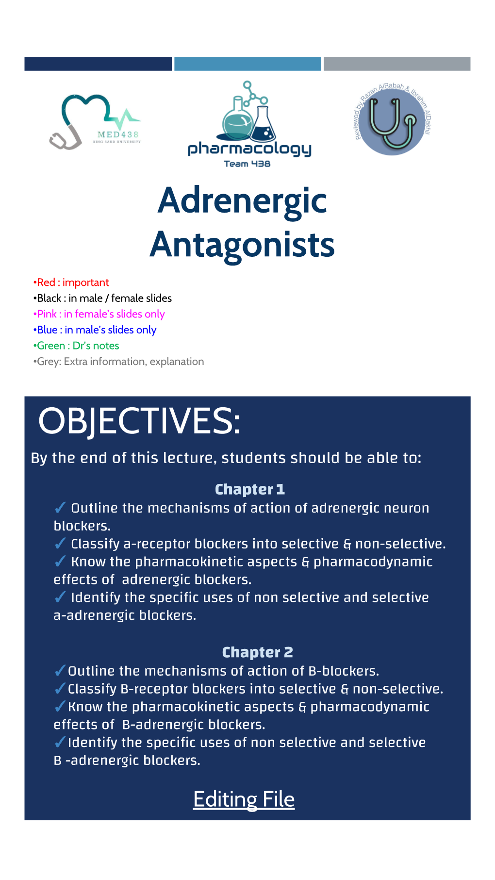 Adrenergic Antagonists OBJECTIVES