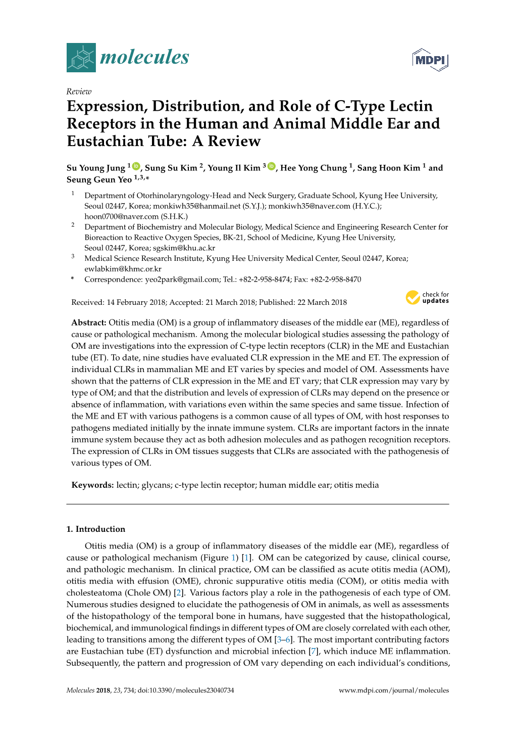 Expression, Distribution, and Role of C-Type Lectin Receptors in the Human and Animal Middle Ear and Eustachian Tube: a Review