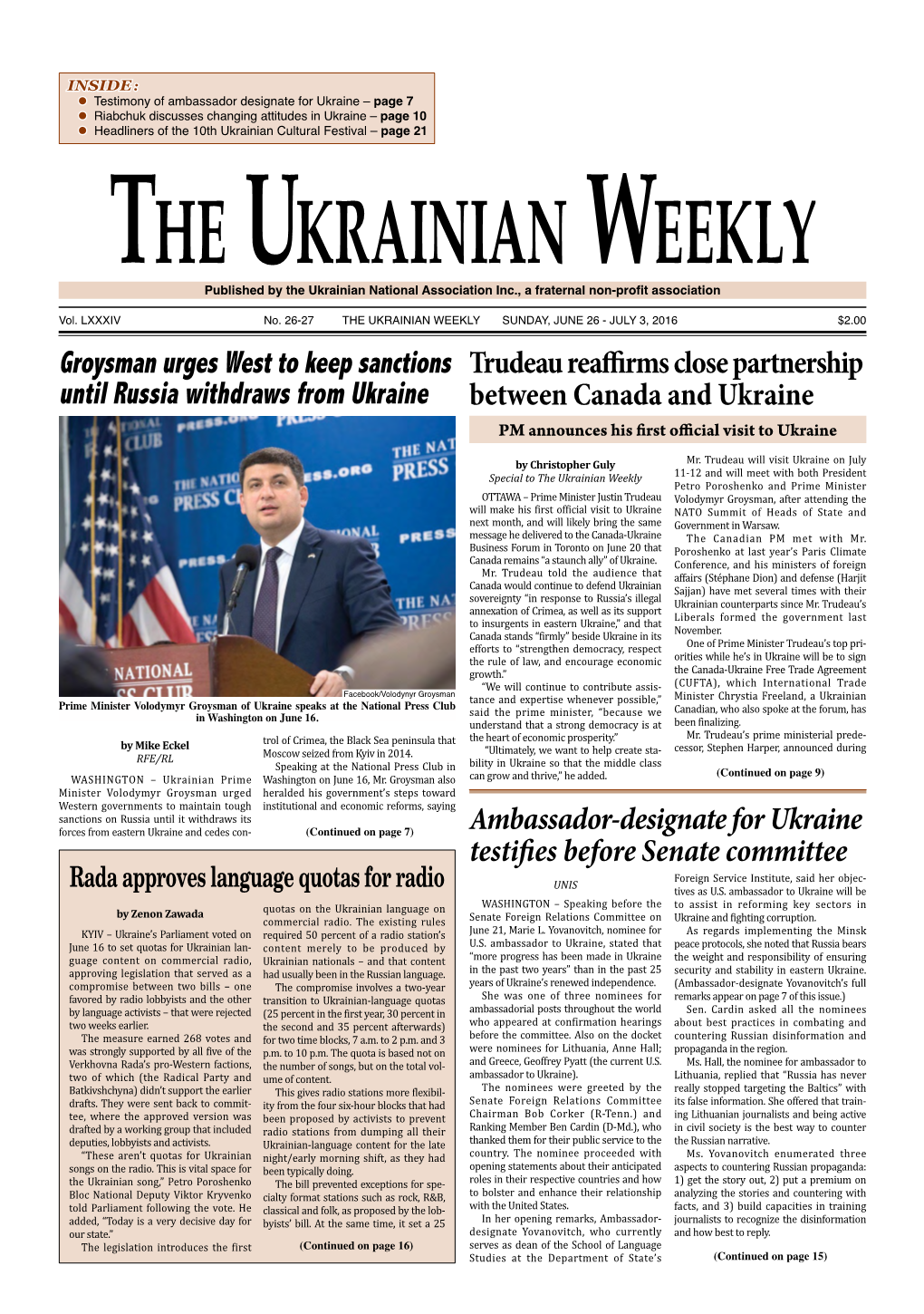 The Ukrainian Weekly, 2016