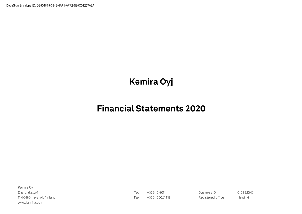Kemira Oyj Financial Statements 2020
