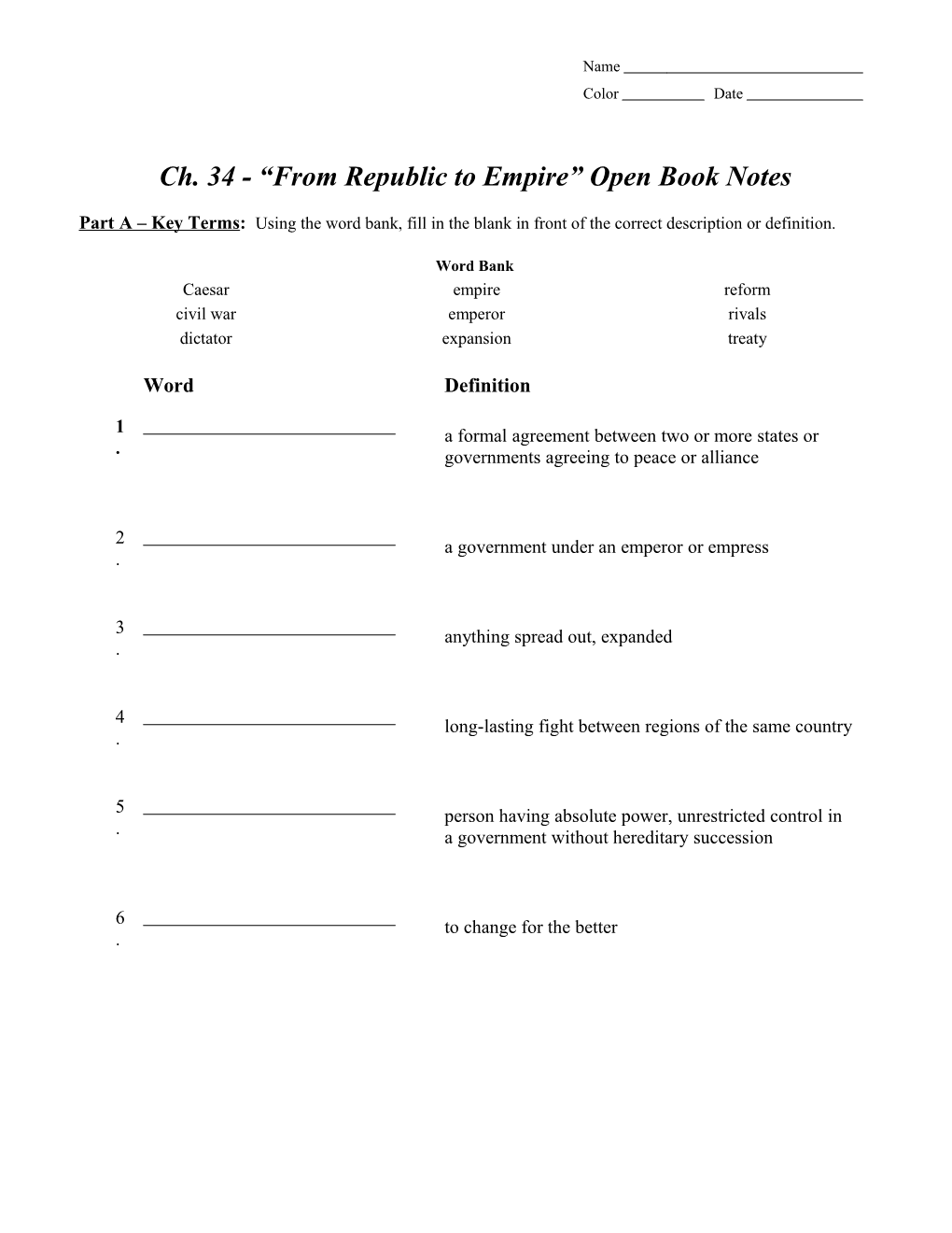 Ch. 34 - from Republic to Empire Open Book Notes