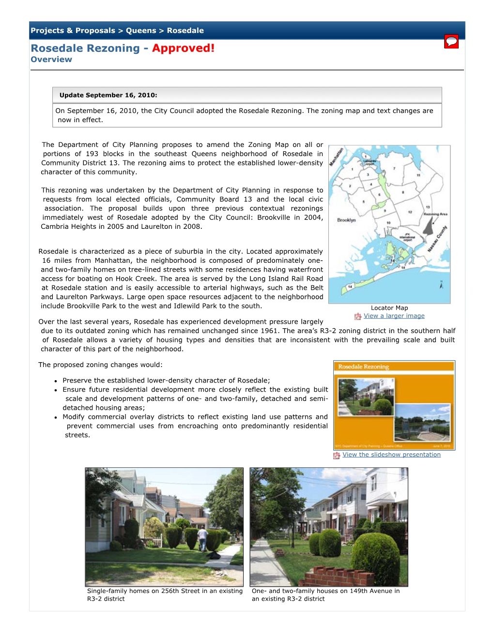 Rosedale Rezoning - Approved! Overview