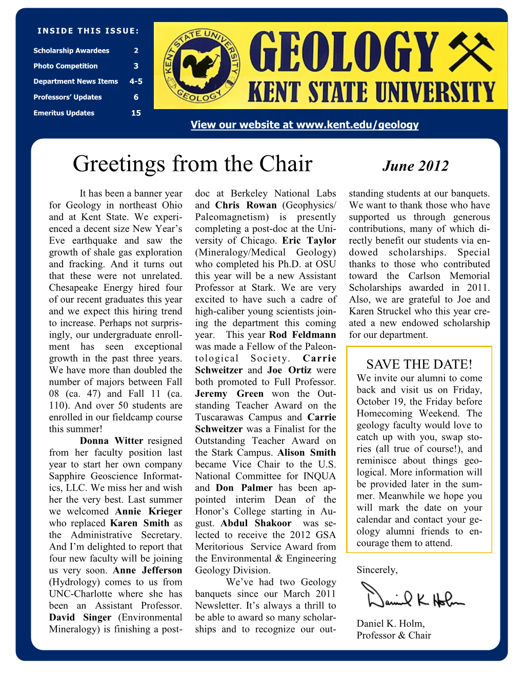 June 2012 Geology Alumni Newsletter