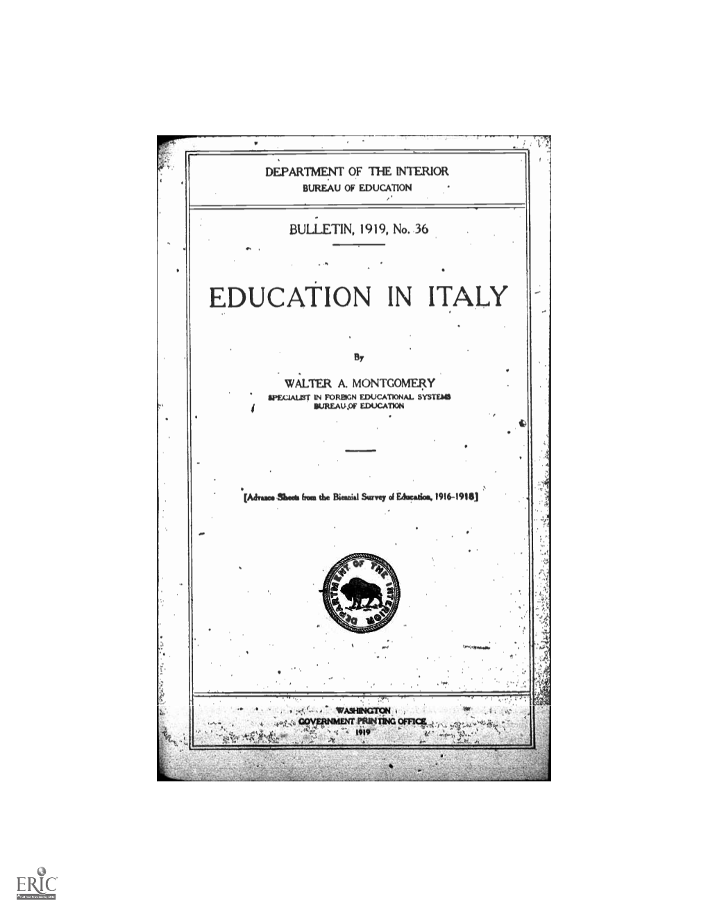 Education in Italy. Bulletin, 1919, No