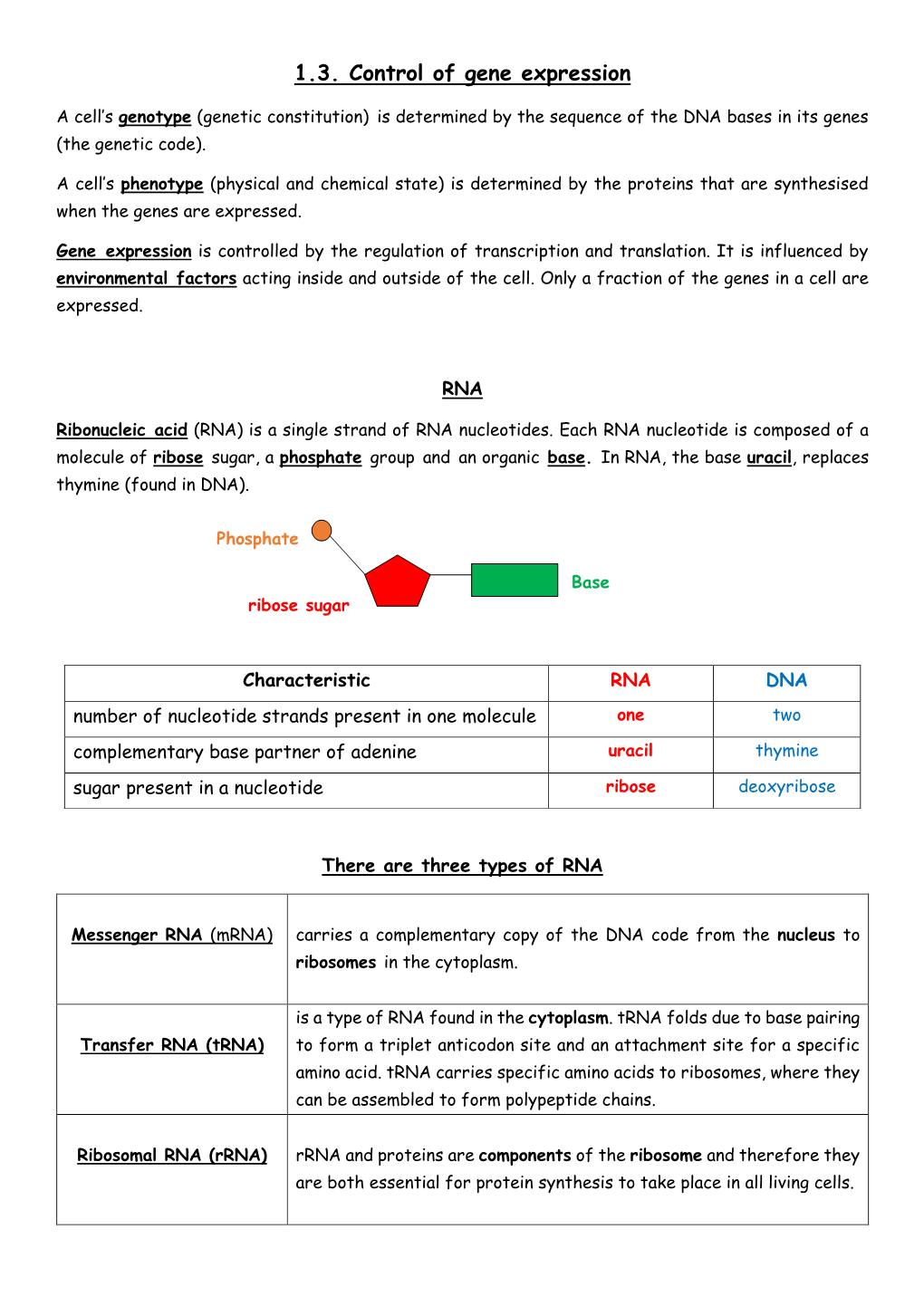 1.3. Control of Gene Expression