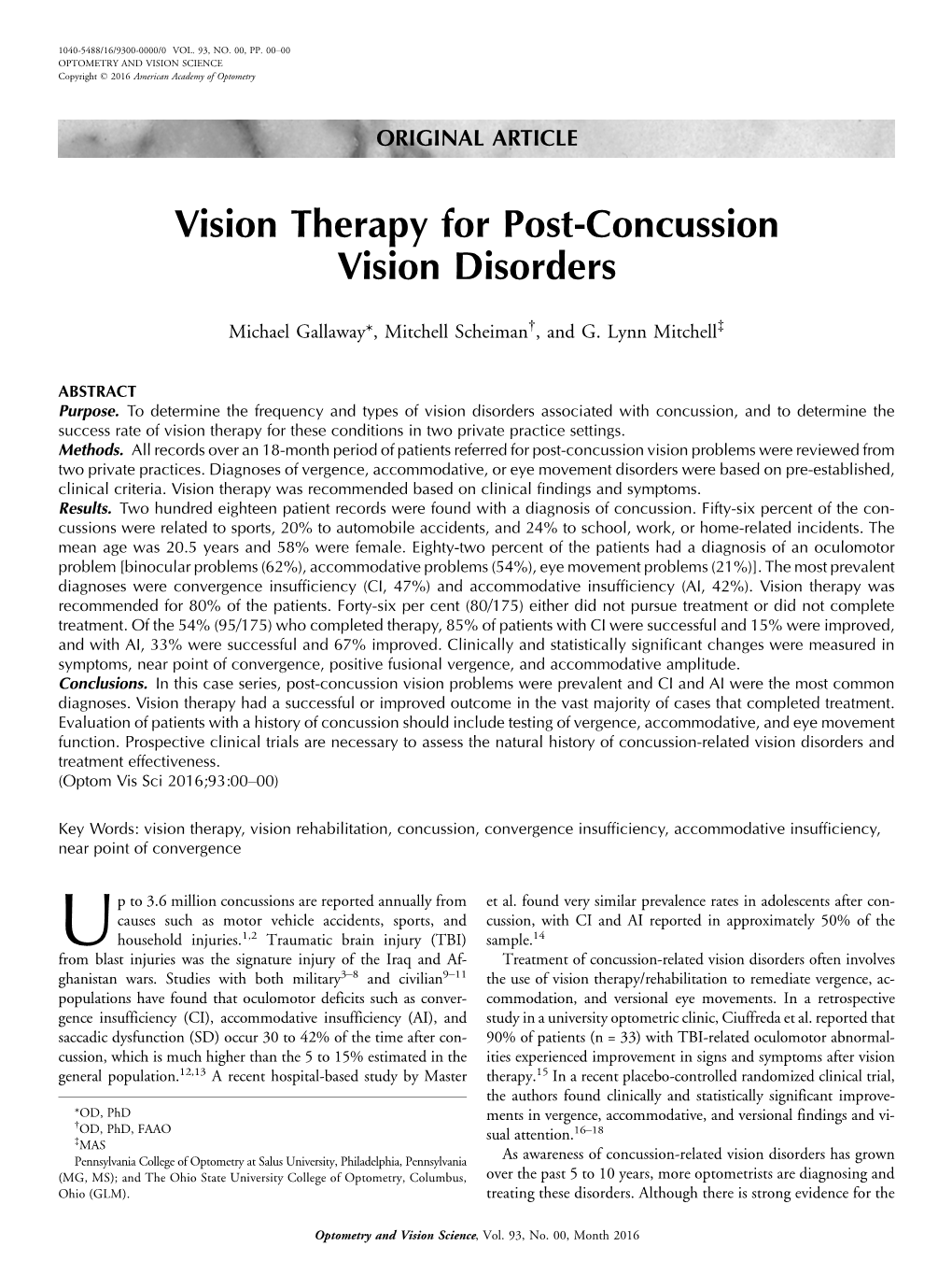 Vision Therapy for Post-Concussion Vision Disorders