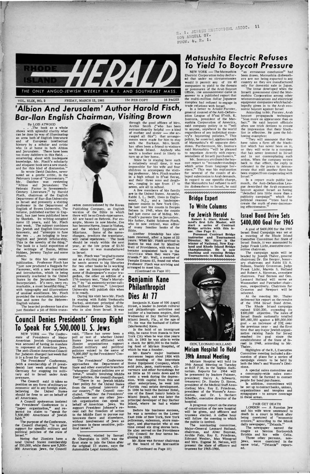 MARCH 12, 1965 15C PER COPY 16 PAGES VOL
