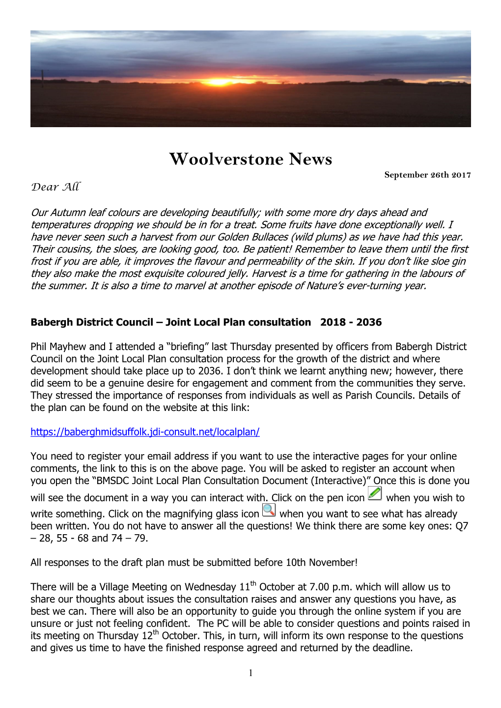 Woolverstone News September 26Th 2017 Dear All